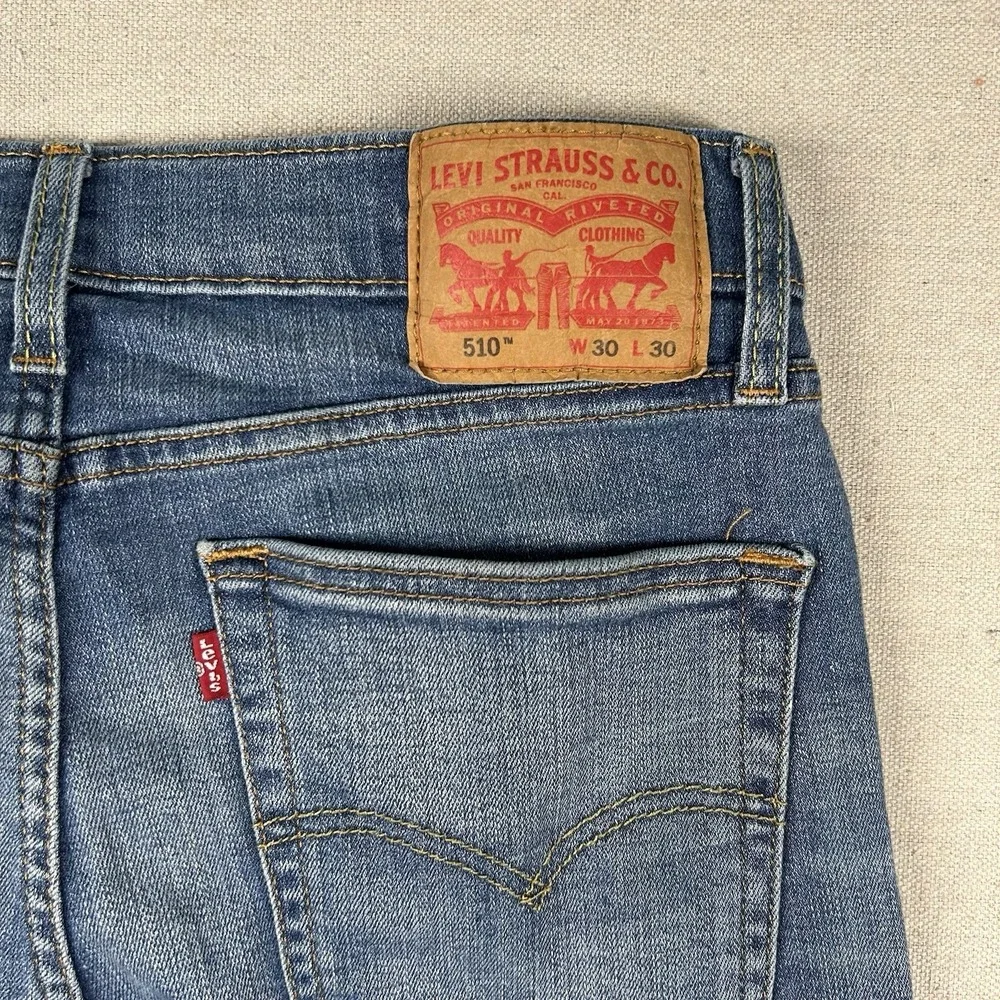Levis 510 Jeans Mens 30x30 (fits 28x28) Slim Fit Ankle Punk Skinny Distressed
